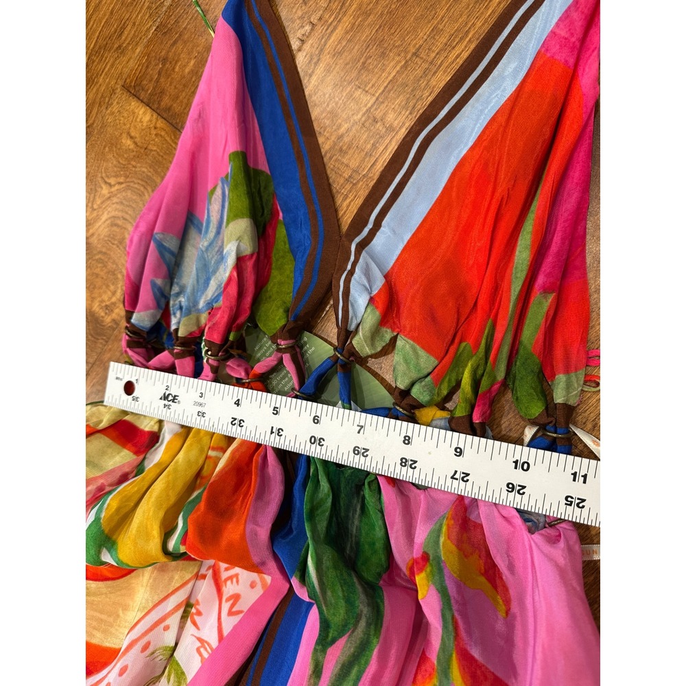 NWT FARM Rio Summer Picnic Macrame Yoke Maxi Dress M Tropical Boho - Picture 15 of 16